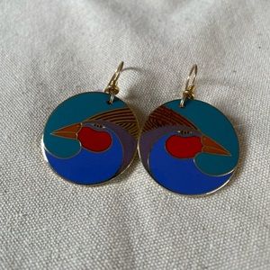 Vintage Laurel Burch Harlequin Bird Earrings